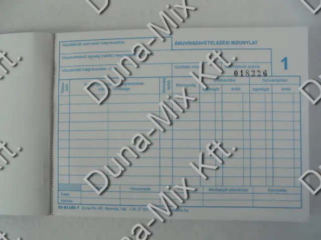 Áruvisszavételezési bizonylat